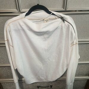 We The Free White Long Sleeve Top with Zipper Detail.  XS oversized